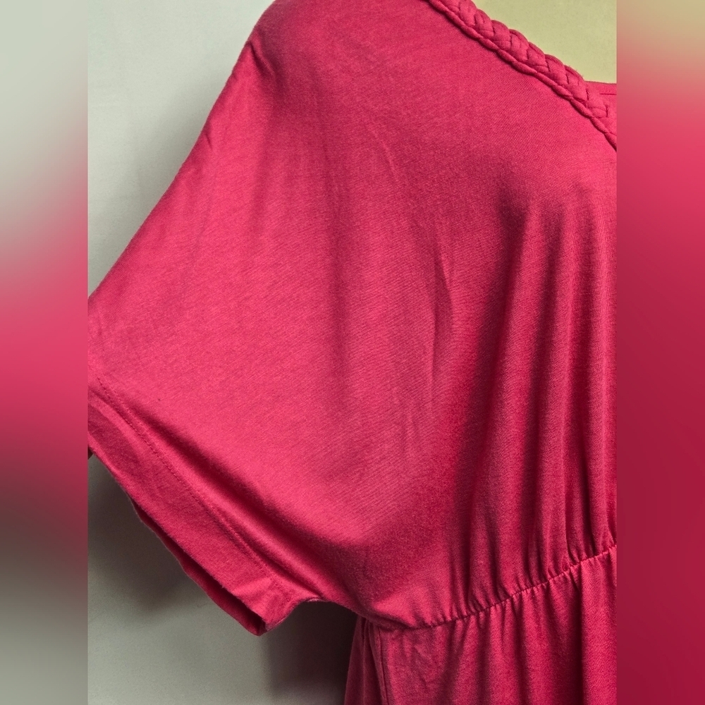 White Stag Xl 16-18 Dress Pullover Stretch Short Sleeve Braided V Neck Empire — image 3 of 5